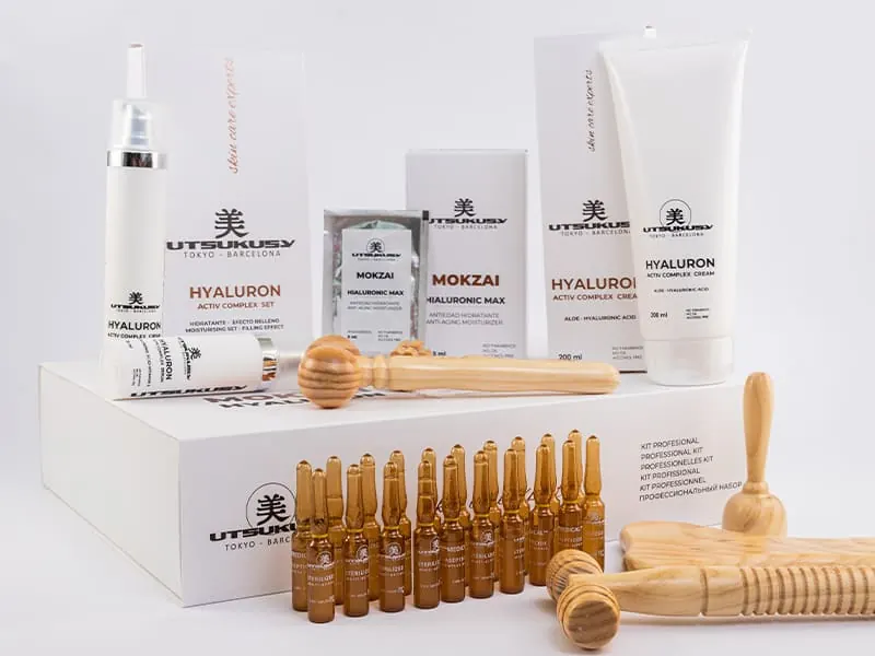 Mokzai Hyaluron es un Kit profesional de maderoterapia facial